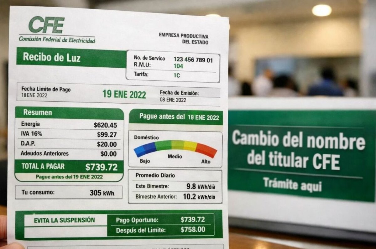 cuándo cambiar titular recibo de luz CFE