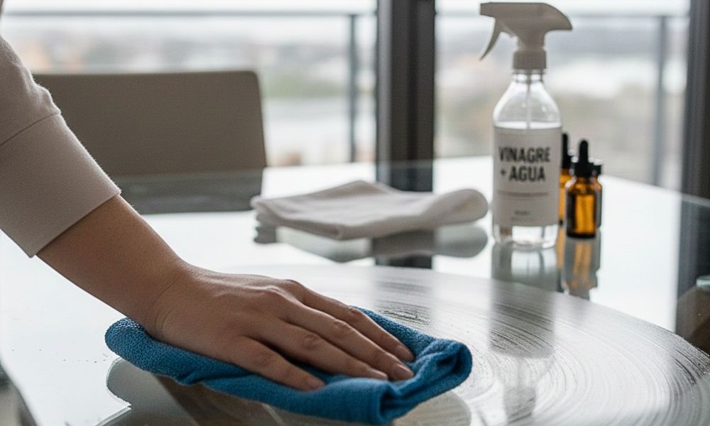 Cómo limpiar con vinagre una mesa de vidrio