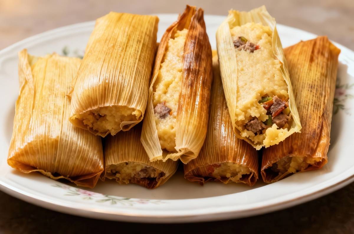 Remojar hojas para hacer tamales.