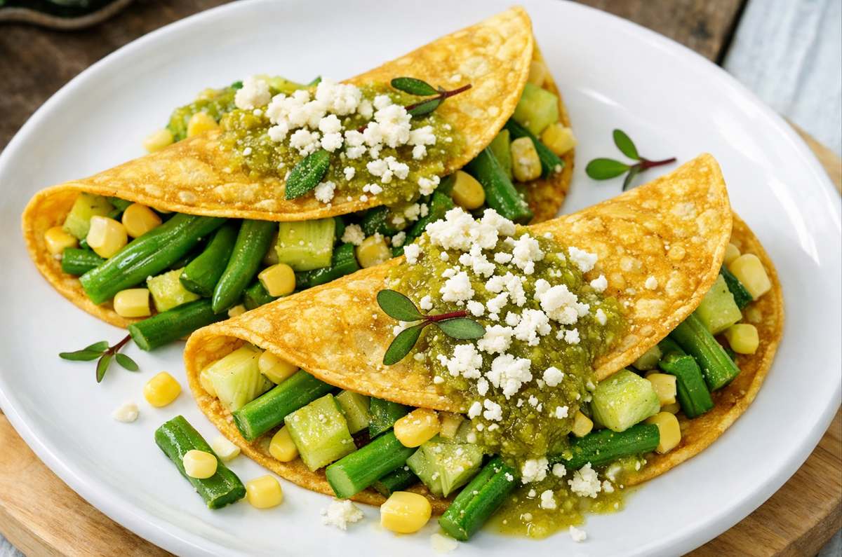 Enchiladas de tinga vegetariana en salsa verde