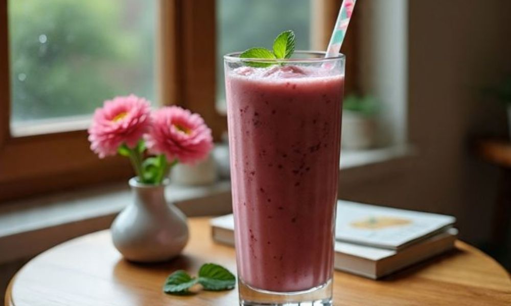 Receta de licuado de fresas con hierbabuena
