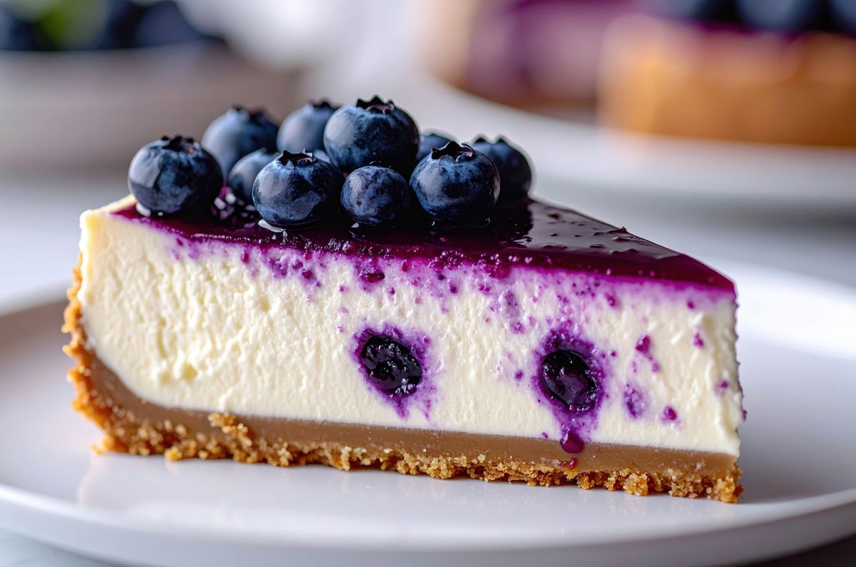 Cheesecake ligero de arándanos