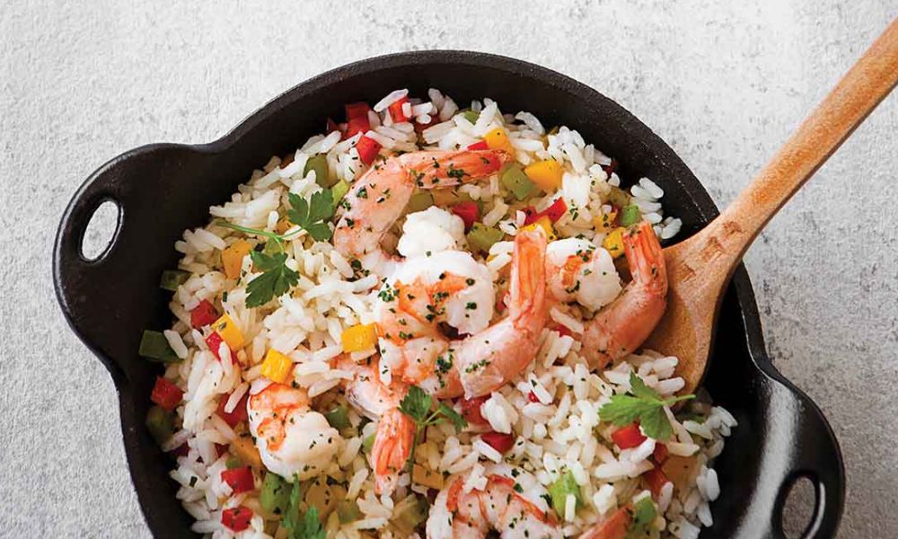 Receta de arroz blanco con camarones