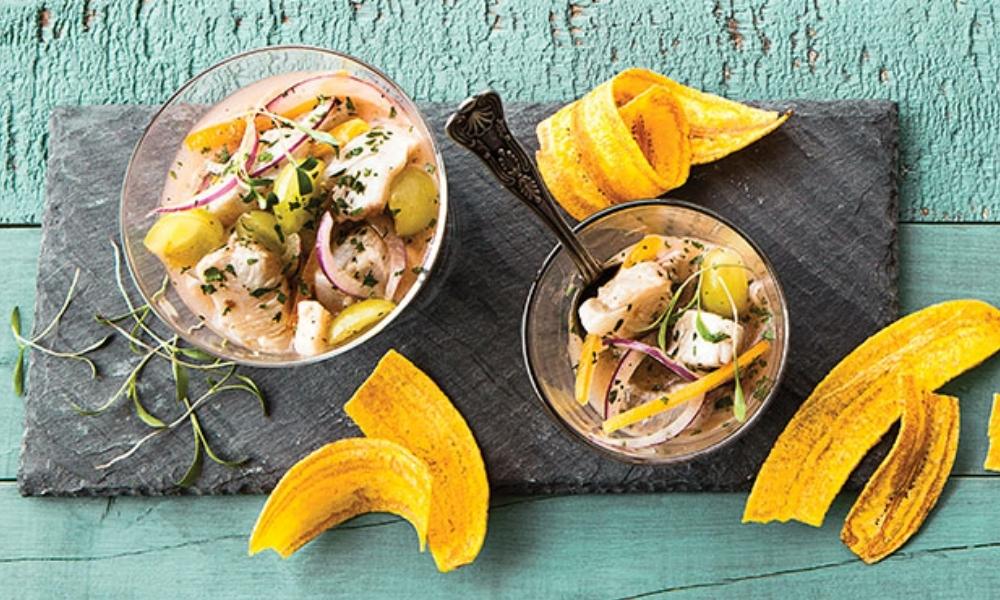Receta de ceviche de pescado y uvas
