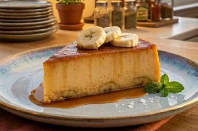 Receta de flan de plátano y vainilla ¡con solo 6 ingredientes!
