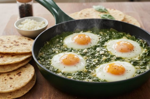 Receta de huevos ahogados en salsa de espinacas ¡en solo 6 pasos!