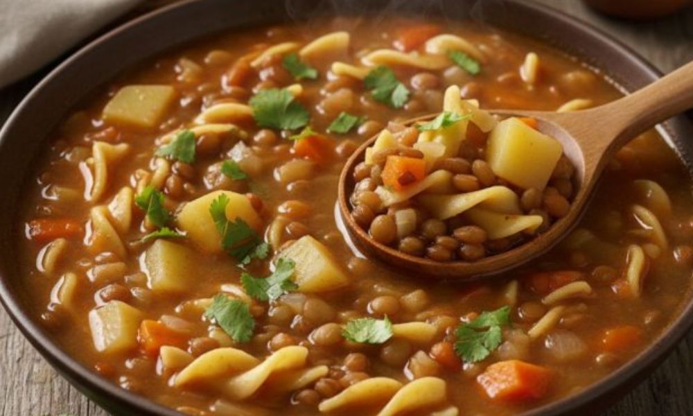 Receta de sopa de lentejas con fideos
