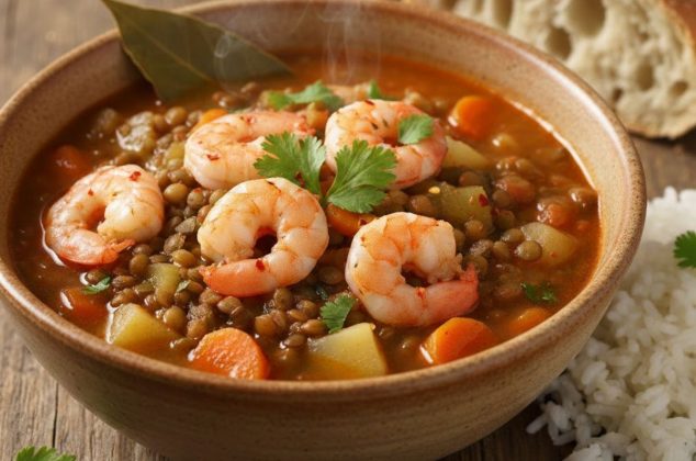 Receta de sopa de lentejas y camarones ¡en solo 6 pasos!