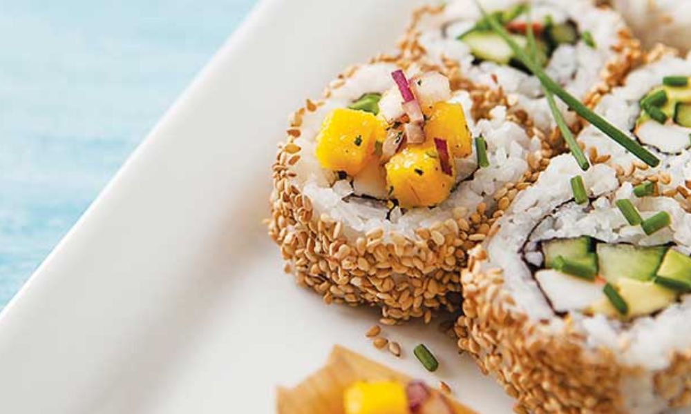 Receta de sushi con salsa de mango