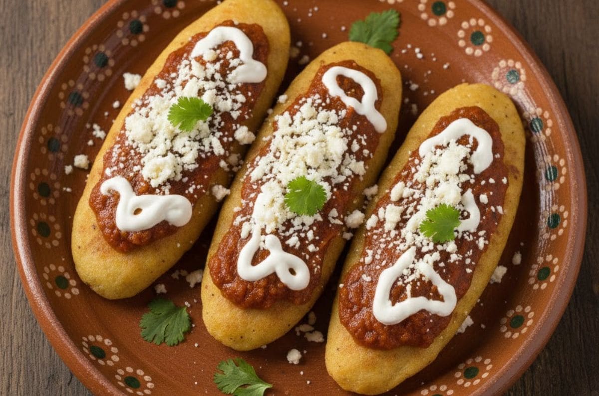 Receta de tlacoyos de papa en salsa roja