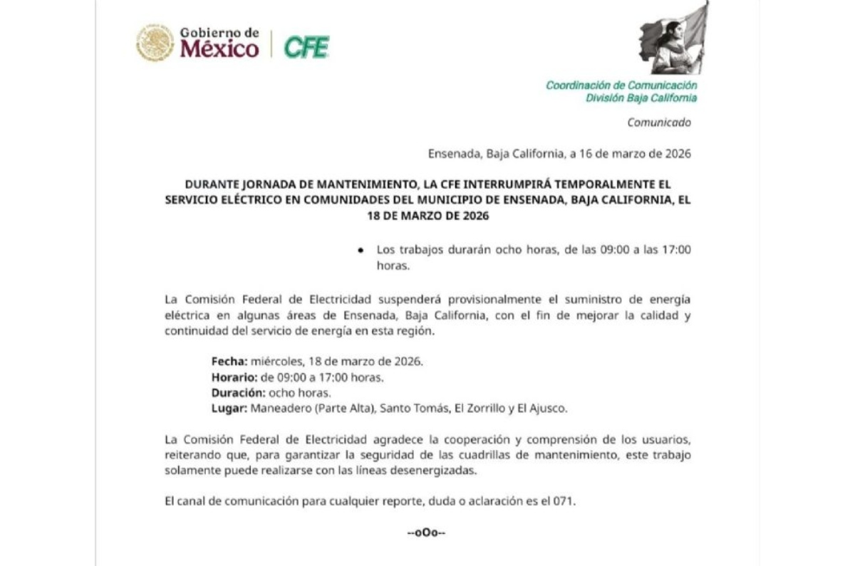 cfe corte de luz miércoles 