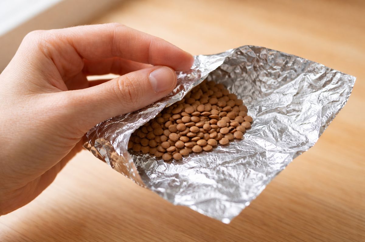 Lentejas en la cartera envueltas en papel aluminio: para qué sirven.