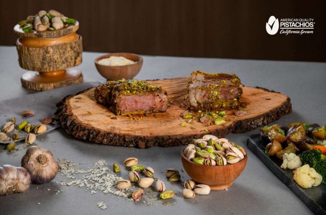 Receta de New York con costra de Pistaches Americanos