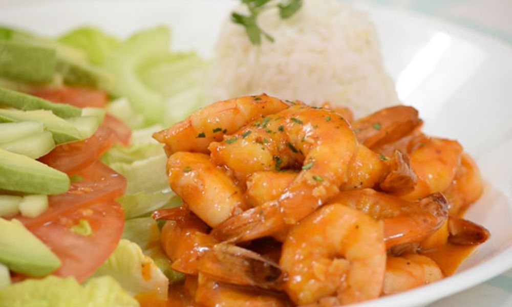 Receta de camarones a la diabla con arroz al vapor