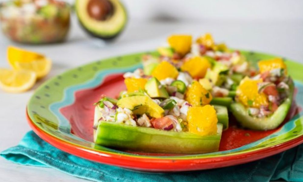 Receta de ceviche de camarón en pepino