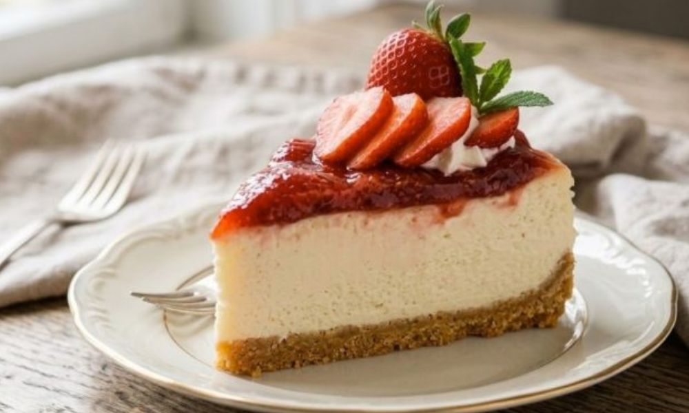 Receta de cheesecake de fresa con nata