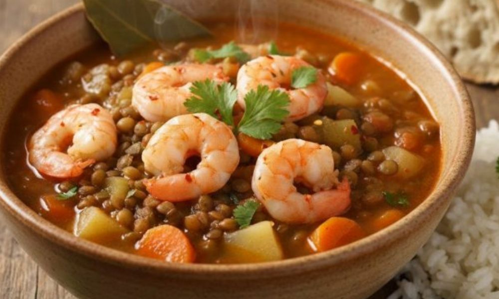 Receta de sopa de lentejas y camarones