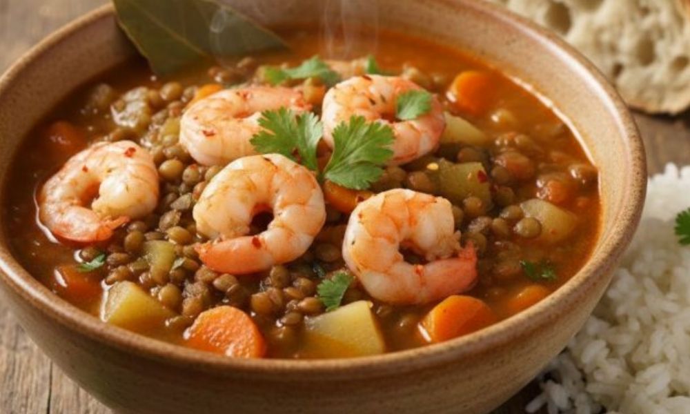 Receta de sopa de lentejas y camarones