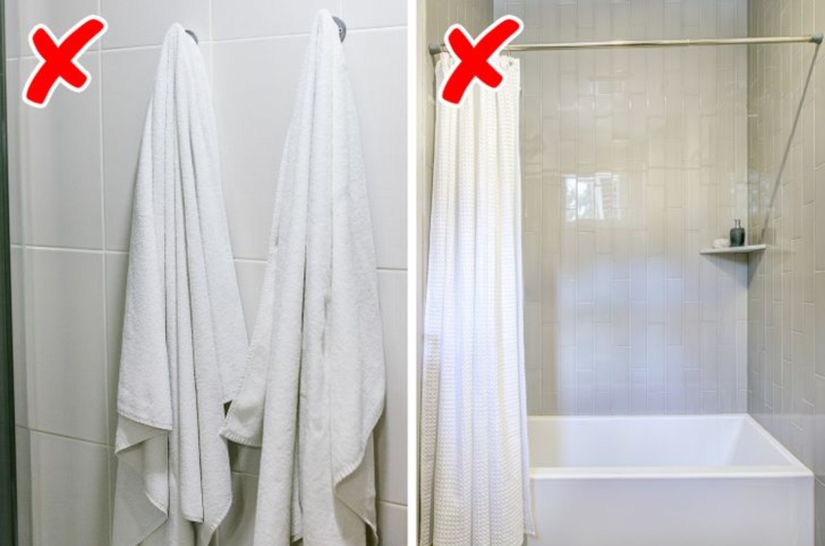 cómo colgar las toallas mojadas 