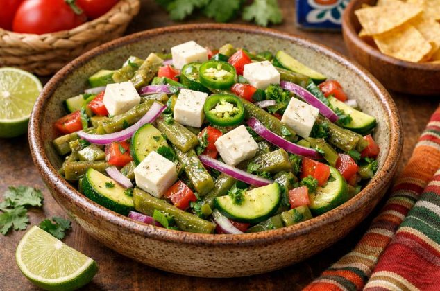 Receta fácil de ensalada de calabacitas y nopales para cenar saludable