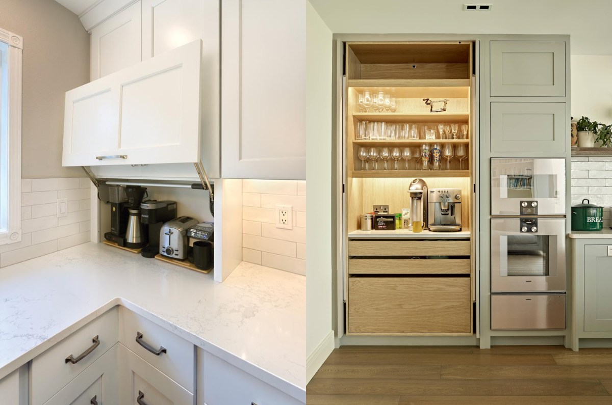 El mueble desayunador permite usar cafetera y tostadora sin sacarlas ni mostrar cables. Foto: Archivo