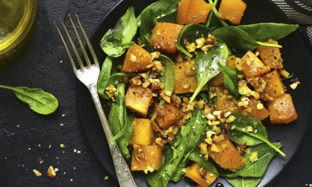 Receta de ensalada de calabaza y espinacas
