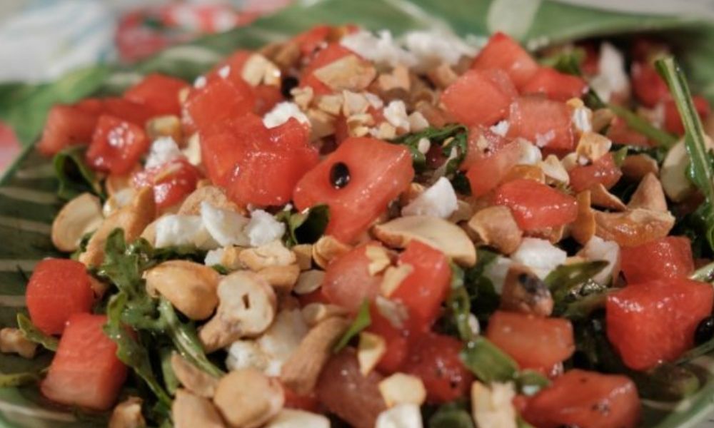 Receta de ensalada de sandía horneada con queso feta