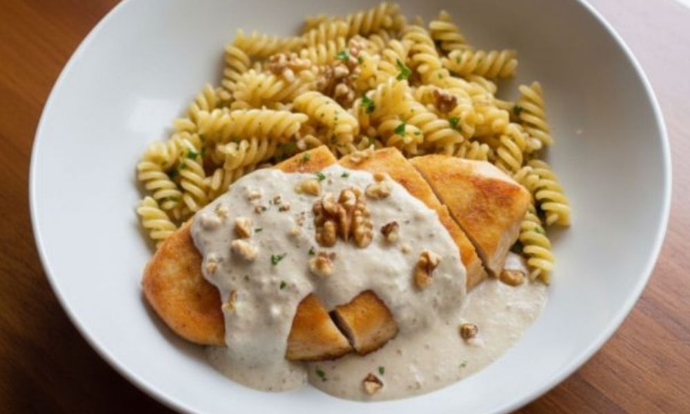 Receta de pechuga de pollo en salsa de nuez