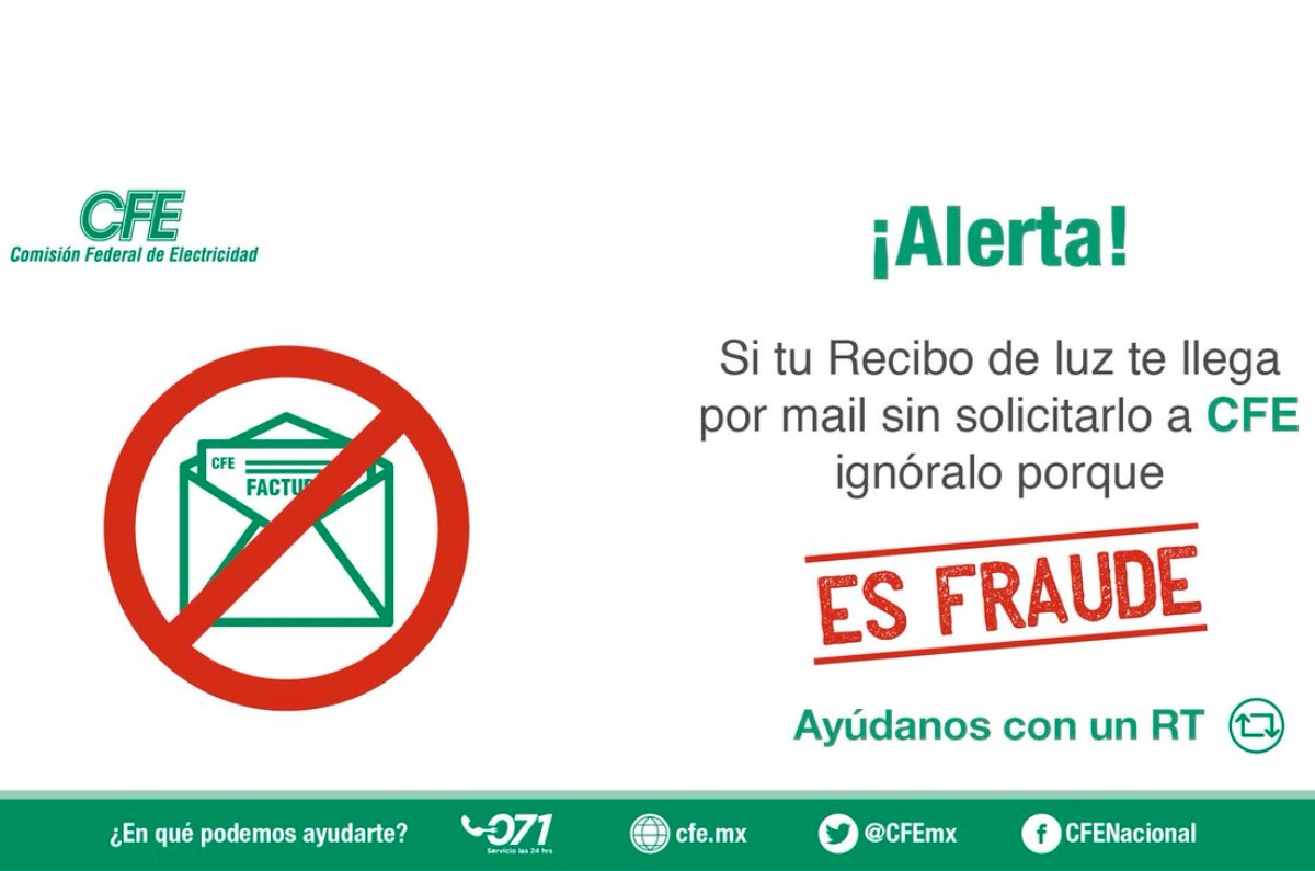 fraude del recibo falso de la CFE