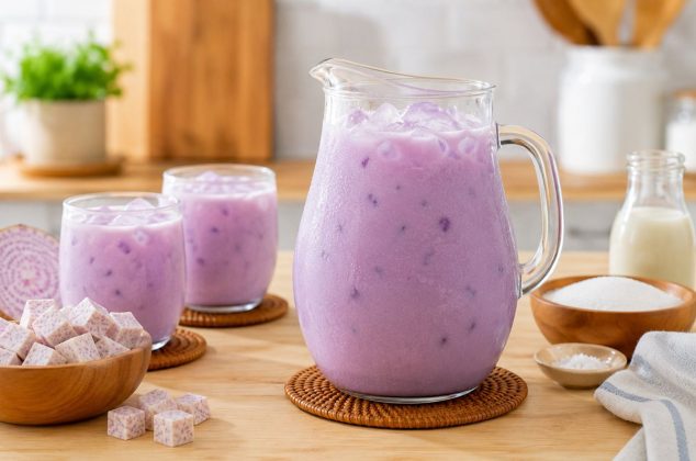 Aprende a preparar agua fresca de taro cremosa y refrescante