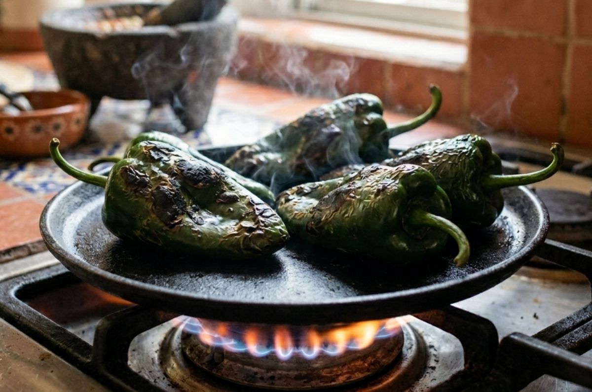 3 ingredientes que debes poner en el comal antes de tatemar chiles para evitar que te pique la garganta