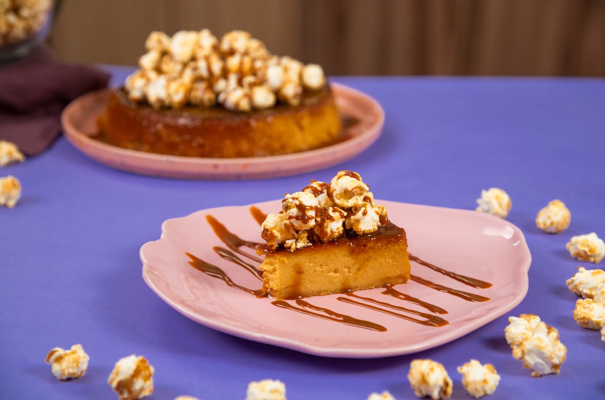 Flan de palomitas de caramelo