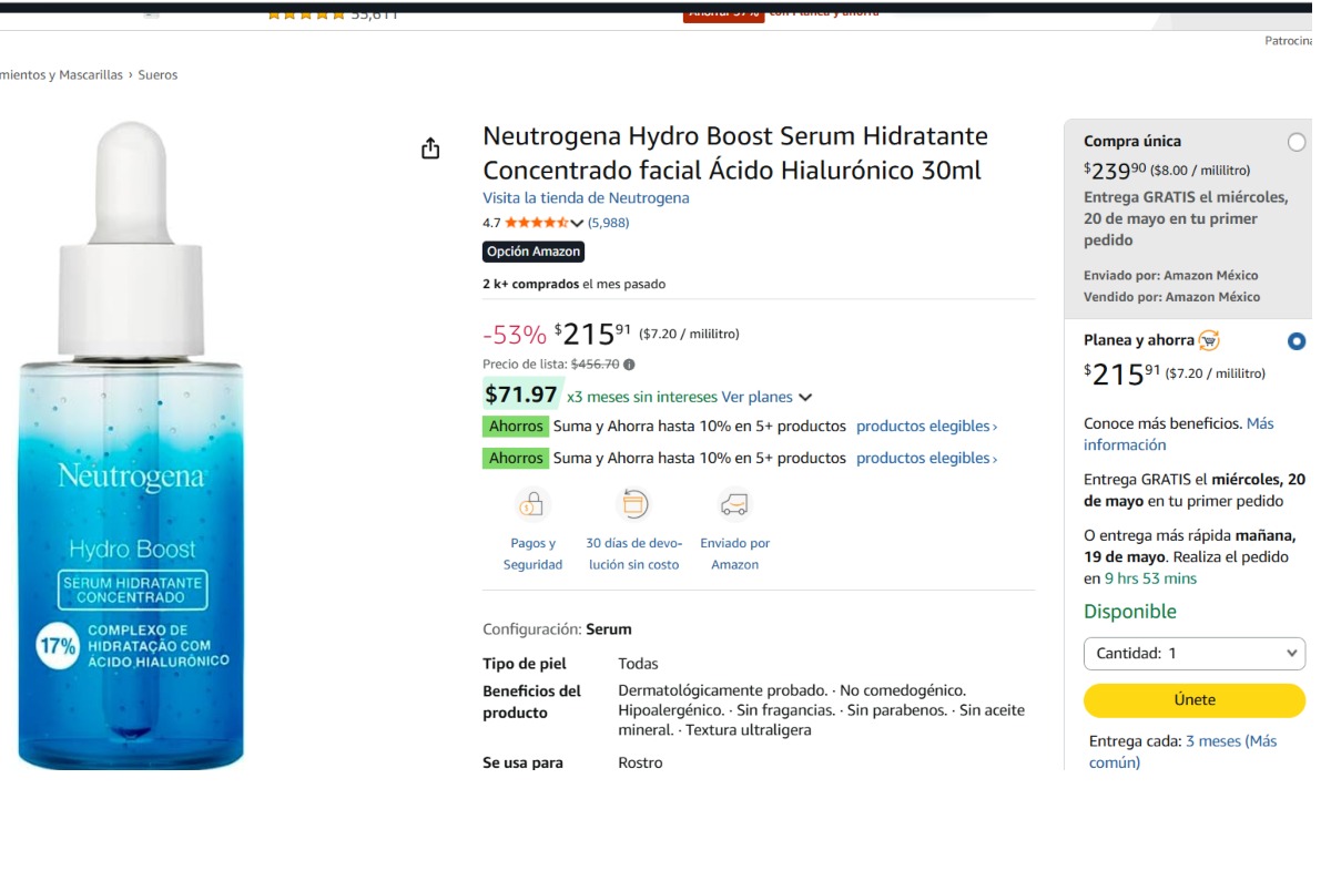 Los mejor calificados fueron L'Oréal Revitalift Ácido Hialurónico Sérum y Neutrogena Hydro Boost Sérum Ácido Hialurónico. Foto: Archivo