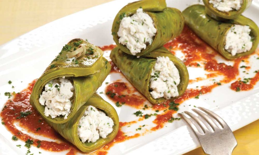 Receta de nopales asados rellenos de requesón