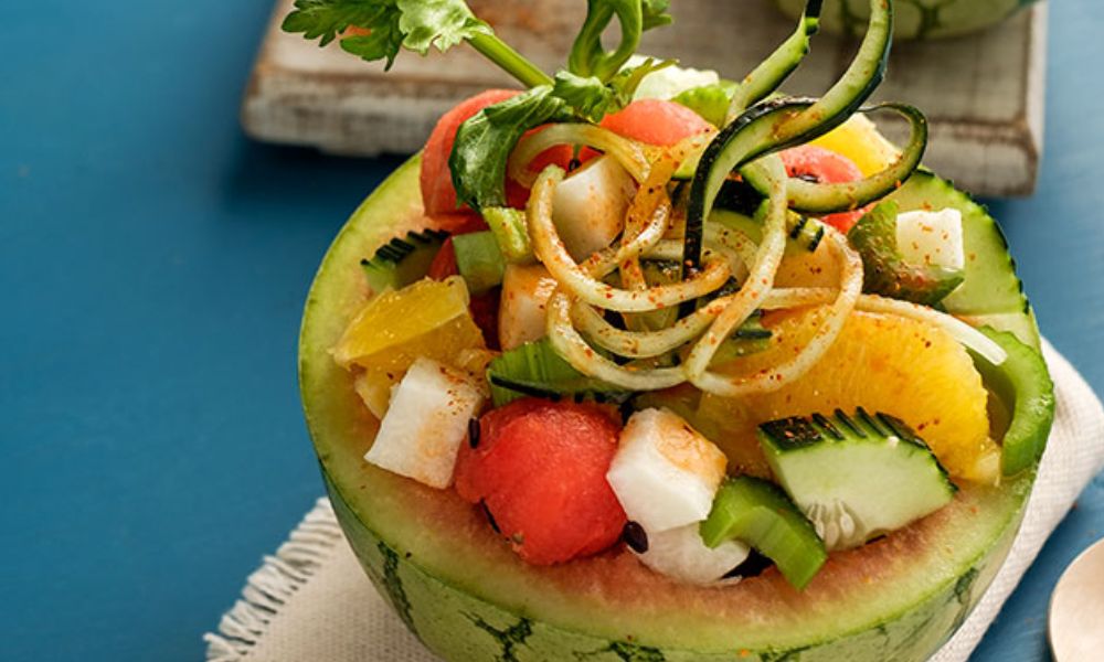 Receta de sandías refrescantes con frutas y verduras
