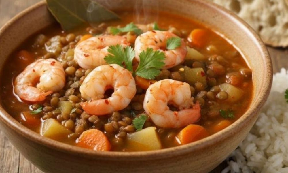 Receta de sopa de lentejas y camarones