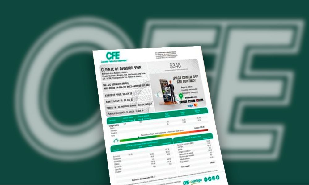 Recibo de CFE en junio 2026 aumento precio