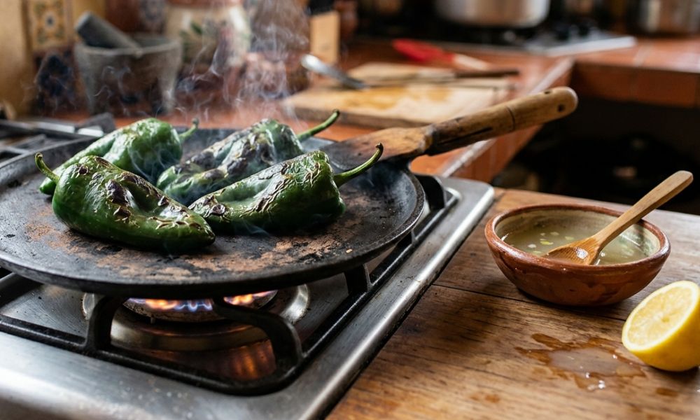 Cómo tatemar chiles sin que te pique la garganta: 3 ingredientes que te van a ayudar mucho Ingrediente 1: Vinagre blanco Uno de los trucos más efectivos para evitar que el humo te irrite la garganta es colocar un recipiente pequeño con vinagre blanco, junto a jugo de limón, cerca del área donde tatemas los chiles. ¿Pero por qué funciona? Los vapores ácidos de estos ingredientes ayudan a neutralizar los compuestos irritantes que se liberan al quemar la piel del chile. Incluso, algunos cocineros recomiendan rociar un poco de vinagre directamente sobre el comal antes de poner los chiles. Esto crea una barrera que reduce la cantidad de capsaicina en el aire.