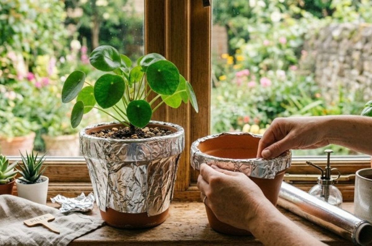 beneficios del papel aluminio en las macetas de las plantas de interior