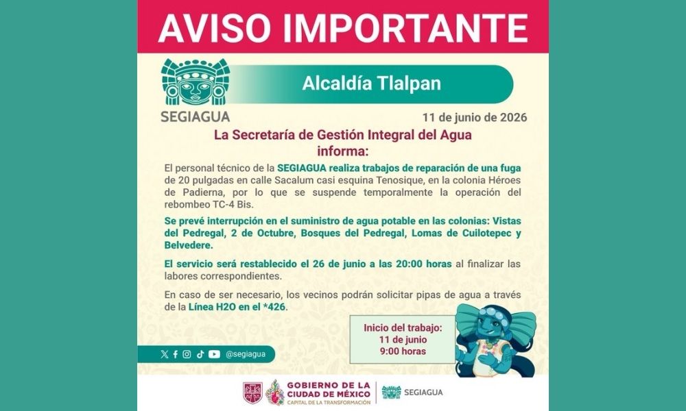 Corte de agua Tlalpan