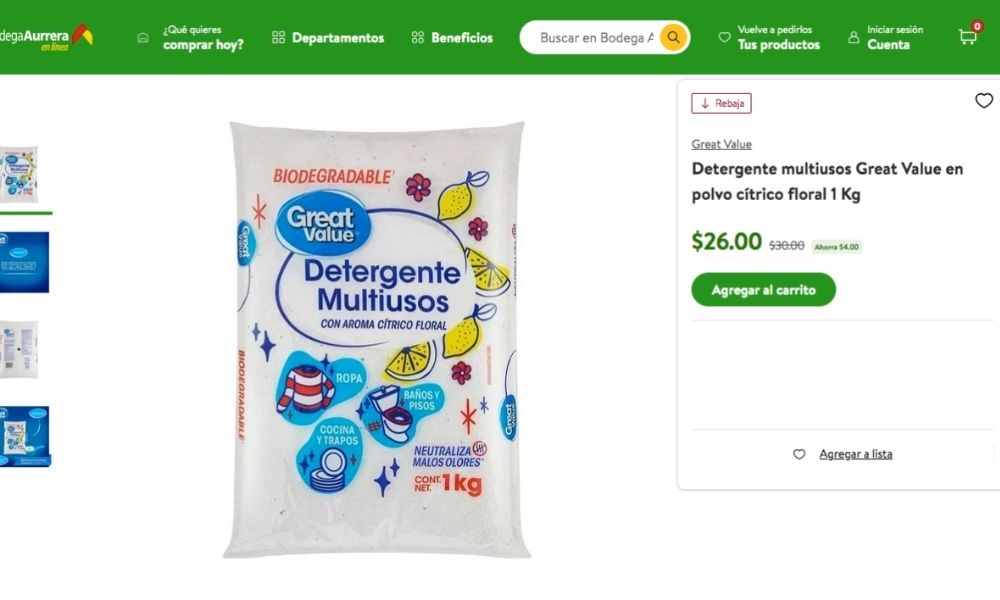Detergente multiusos en polvo Great Value Aurrerá