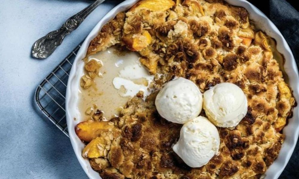 Receta de crumble de duraznos, avena y canela