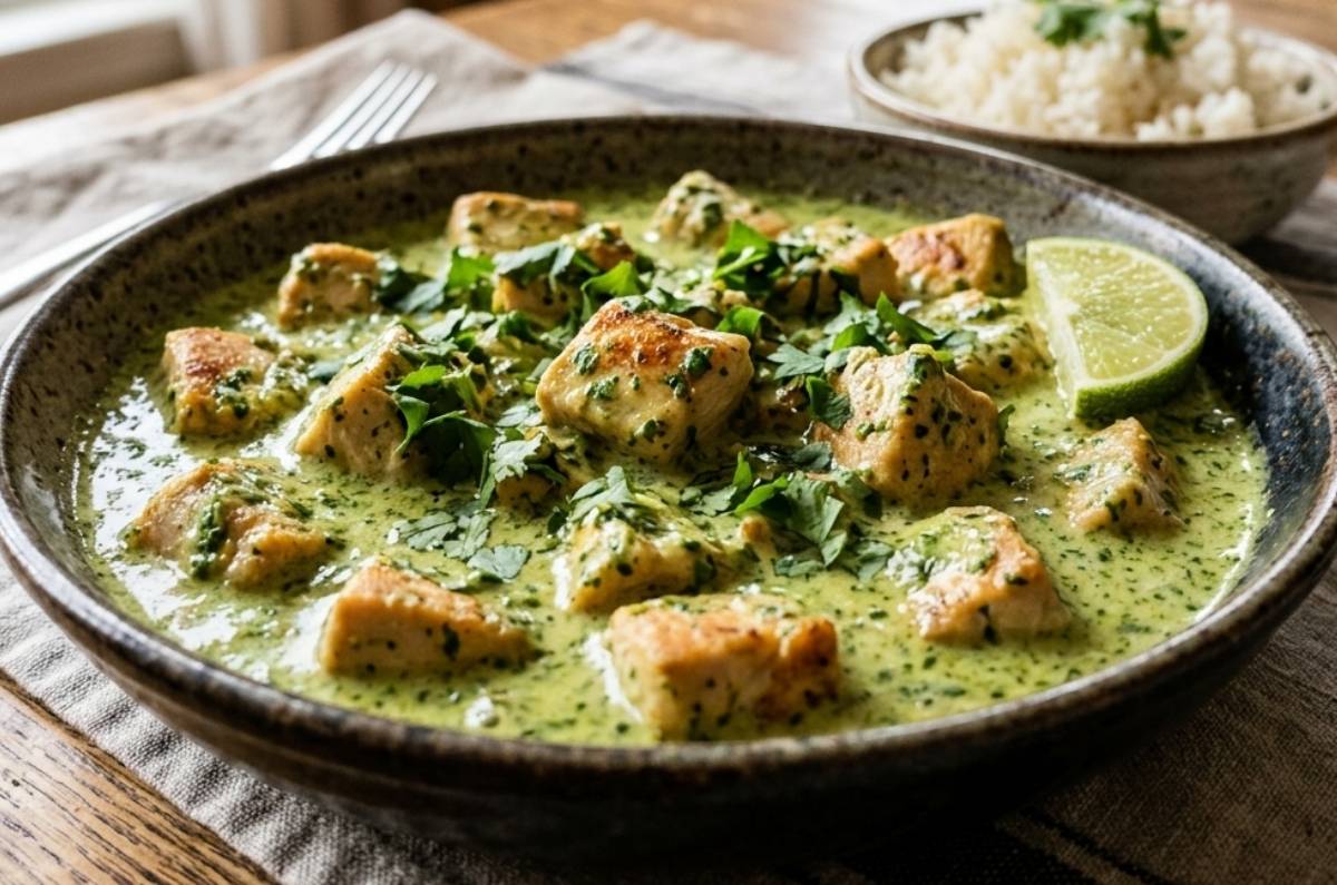 Receta de pollo en crema de cilantro ¡para preparar en 40 minutos!