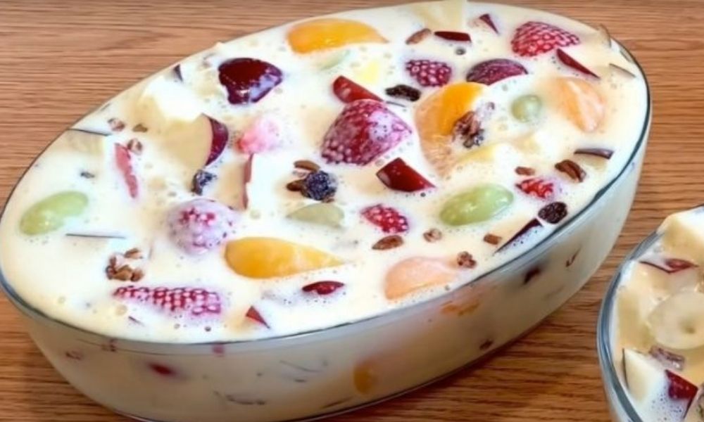 Receta de postre de queso y frutas frescas