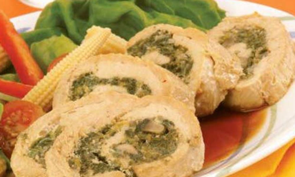 Receta de rollos de pollo rellenos de espinaca