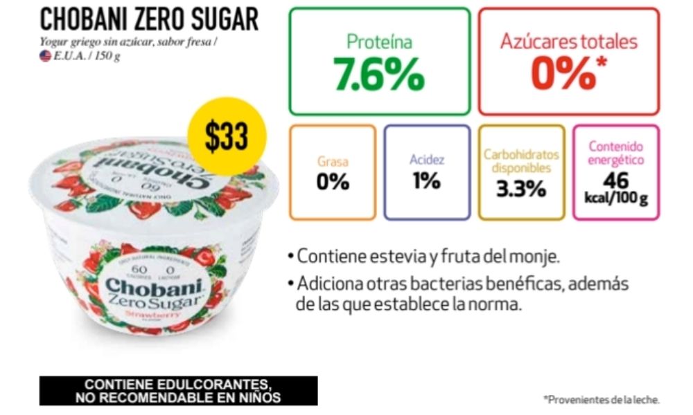 Chobani Zero Sugar Profeco