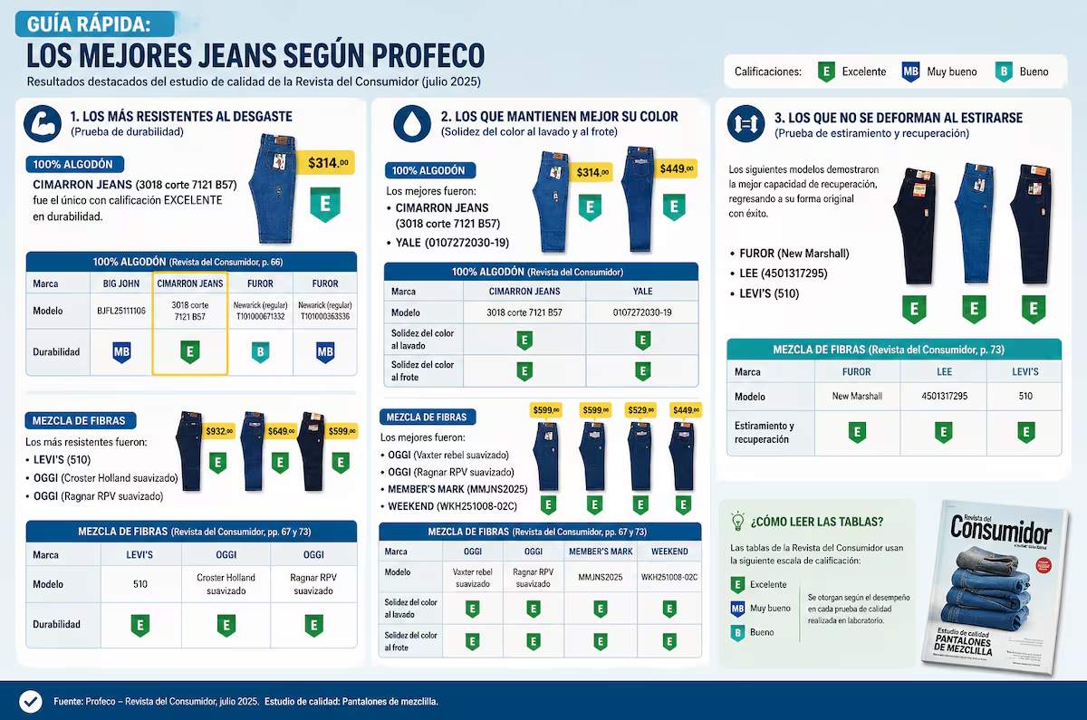 mejor jeans según Profeco